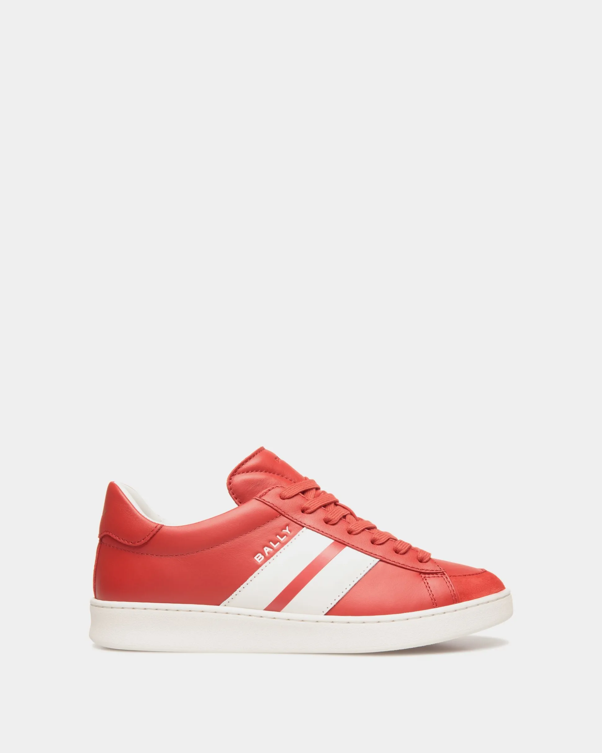 Tennis Sneaker Aus Leder In Candy Red Und Weiß