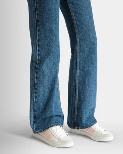 Tennis Sneaker Aus Leder In Weiß Und Baby Pink