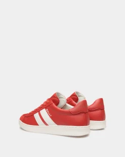 Tennis Sneaker Aus Leder In Candy Red Und Weiß