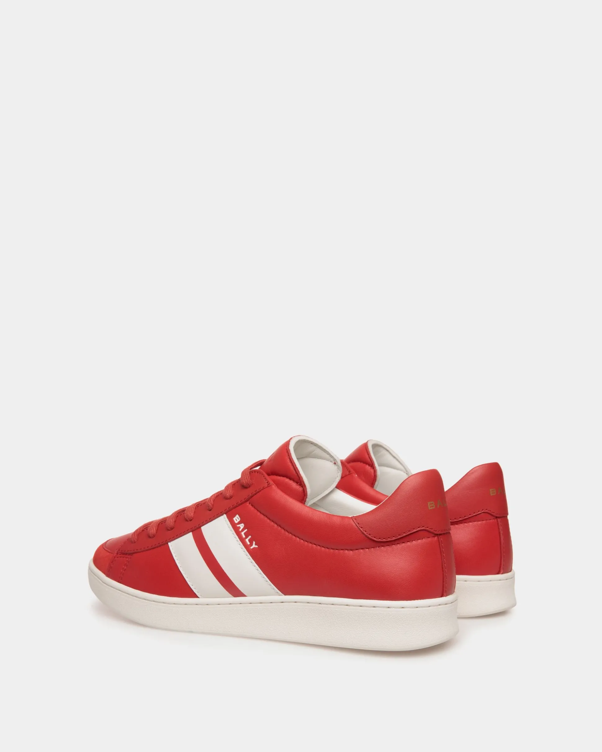 Tennis Sneaker Aus Leder In Candy Red Und Weiß