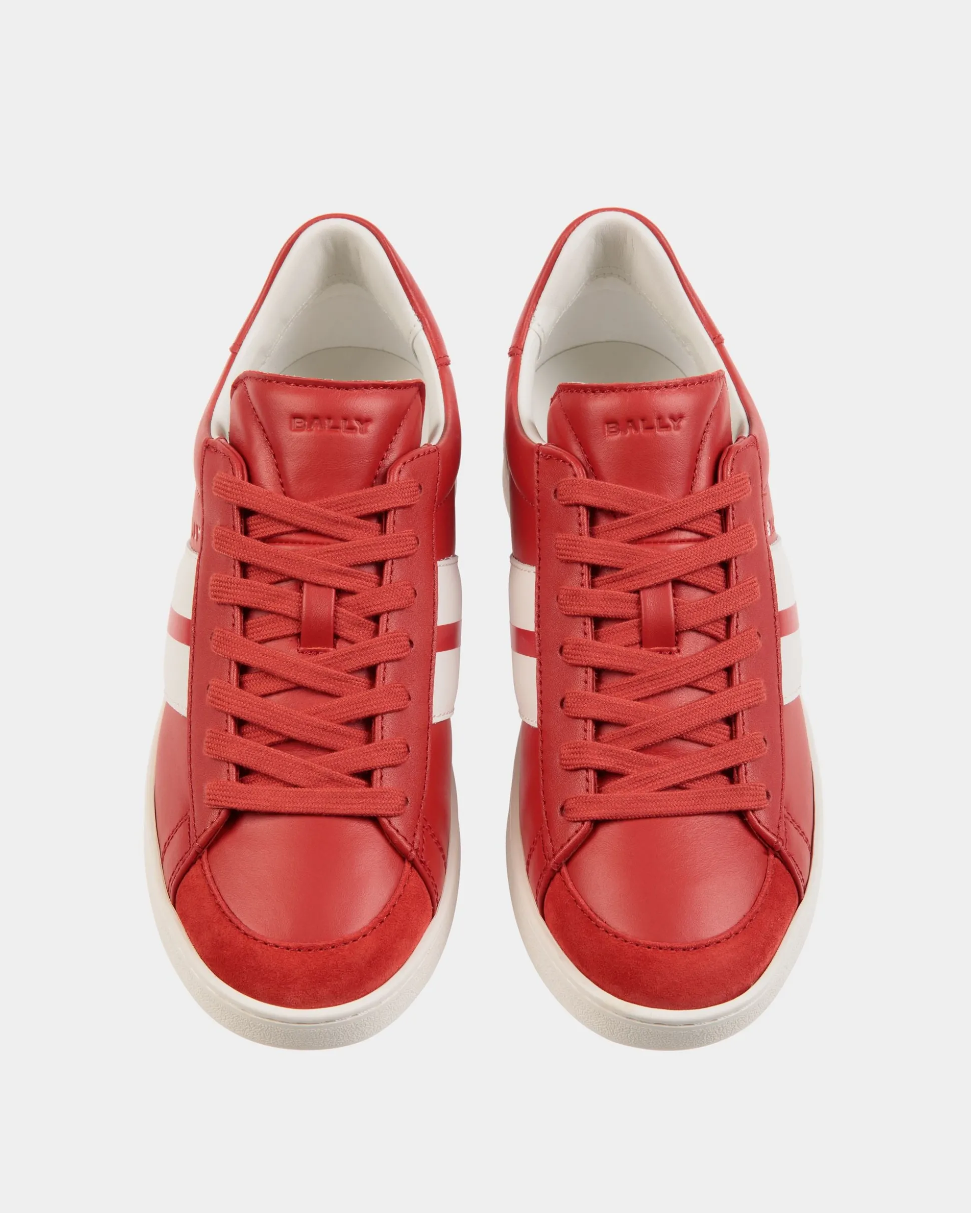 Tennis Sneaker Aus Leder In Candy Red Und Weiß