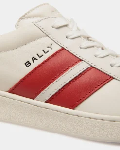 Tennis Sneaker Aus Leder In Weiß Und Candy Red