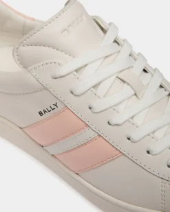 Tennis Sneaker Aus Leder In Weiß Und Baby Pink