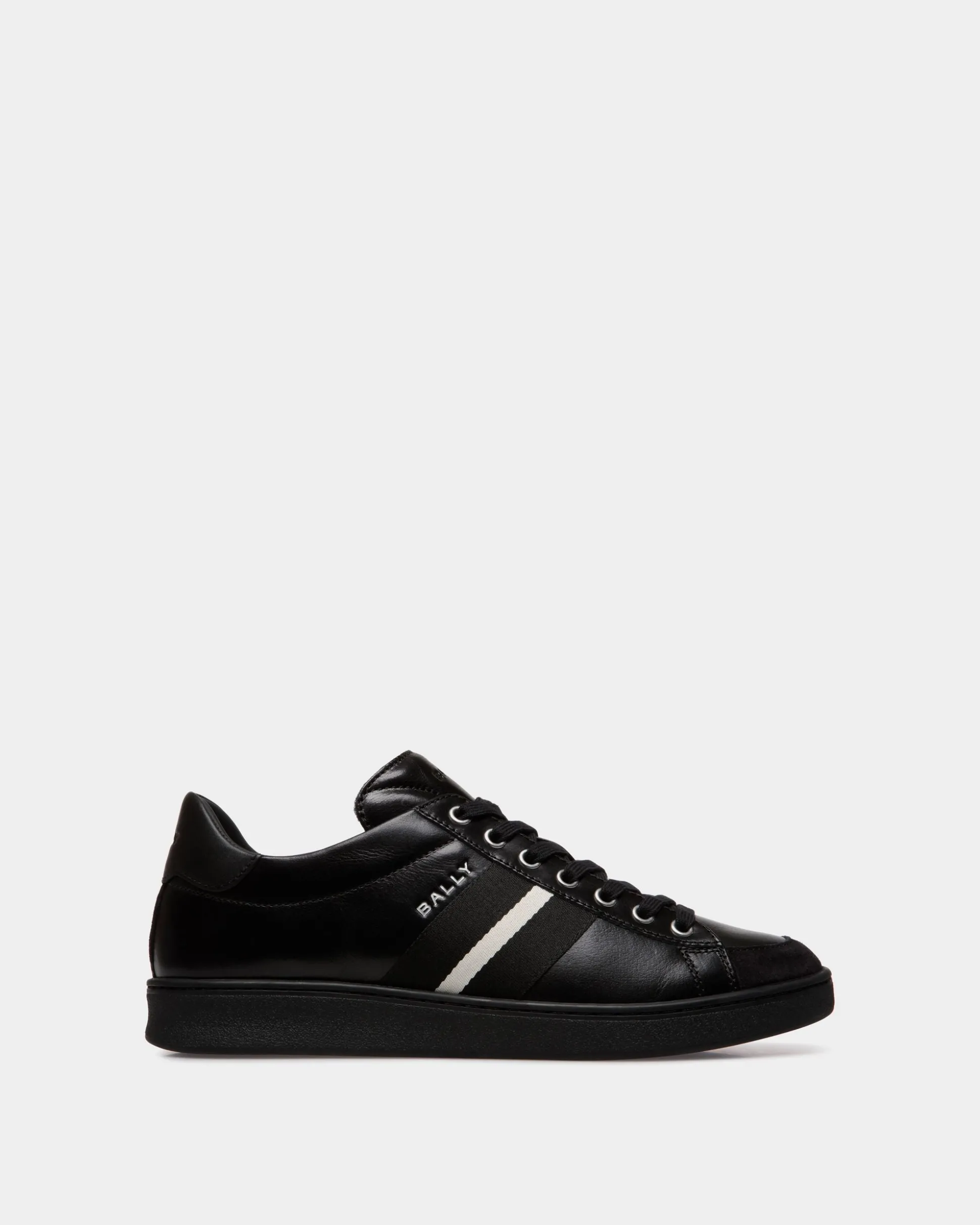 Tennis-Sneaker Aus Leder In Schwarz