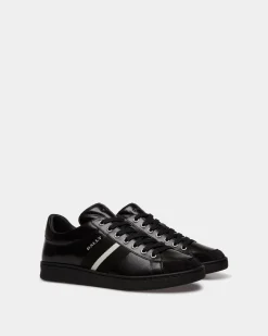 Tennis-Sneaker Aus Leder In Schwarz
