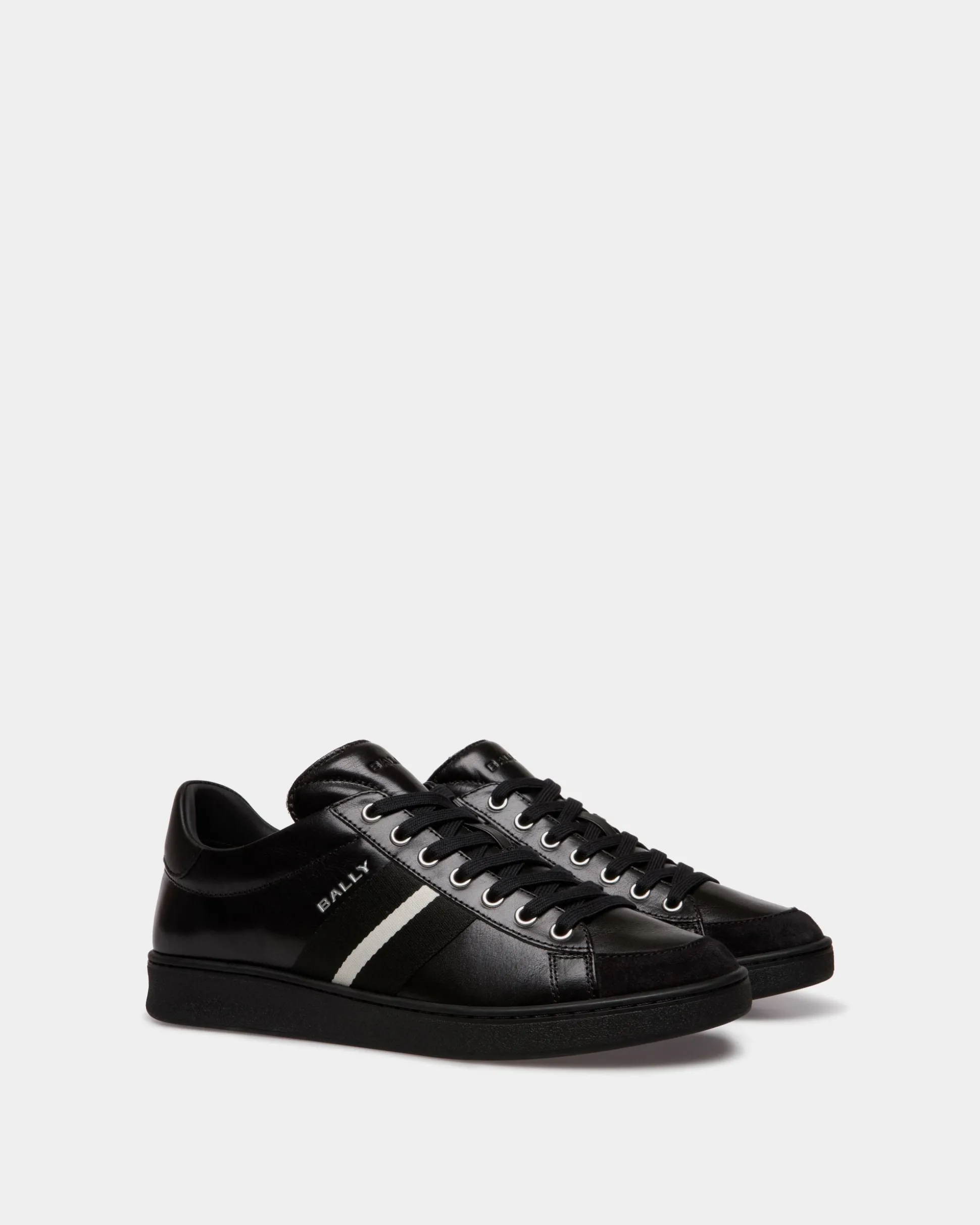 Tennis-Sneaker Aus Leder In Schwarz