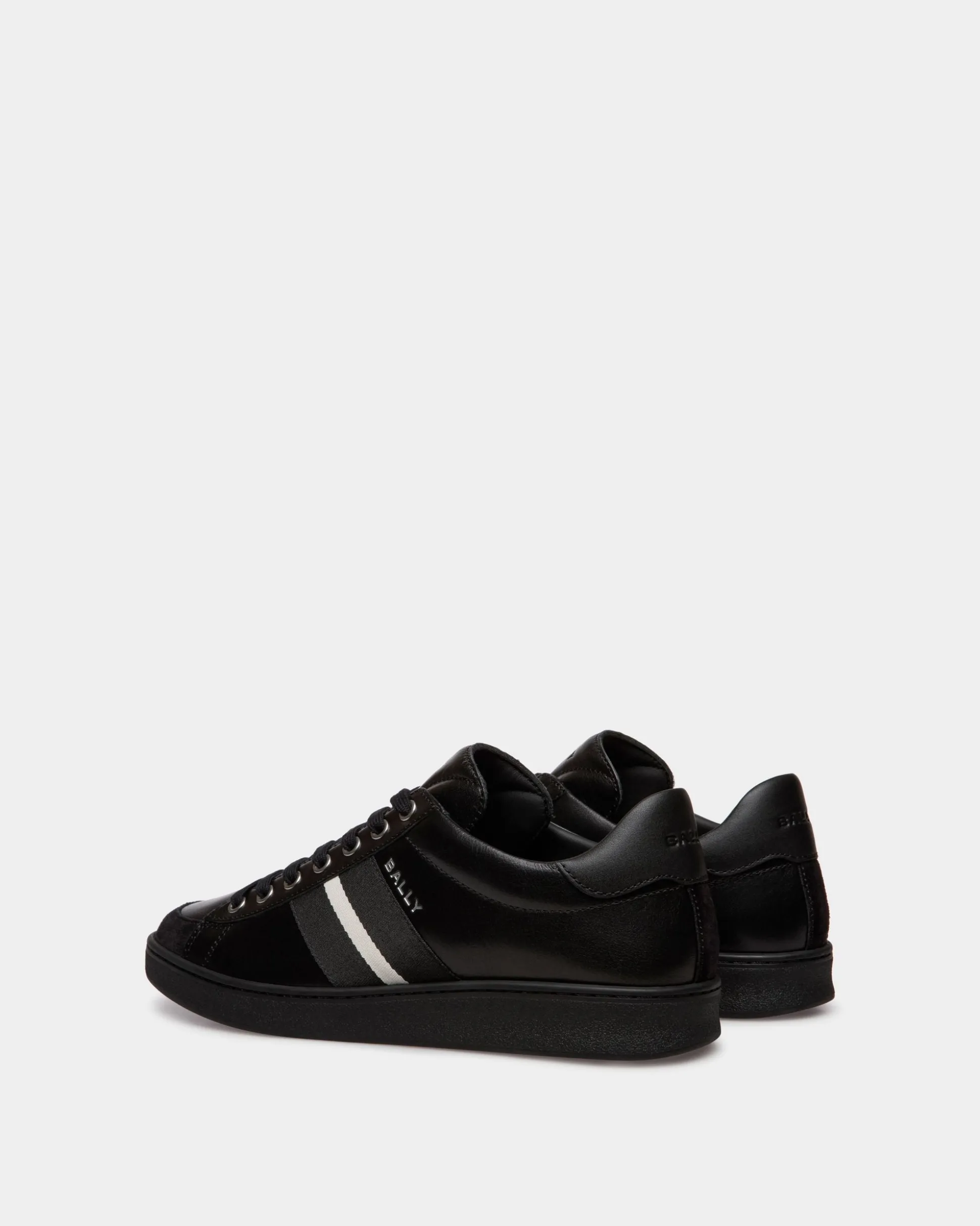 Tennis-Sneaker Aus Leder In Schwarz