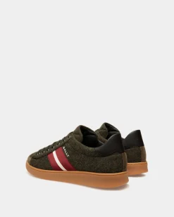 Tennis-Sneaker Für Herren Aus Wollgewebe Und Leder In Sage Green Und Schwarz