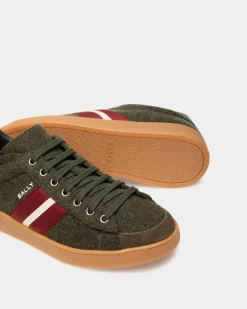 Tennis-Sneaker Für Herren Aus Wollgewebe Und Leder In Sage Green Und Schwarz