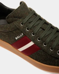 Tennis-Sneaker Für Herren Aus Wollgewebe Und Leder In Sage Green Und Schwarz
