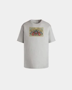 T-Shirt Aus Baumwolle In Grau Meliert Mit Bally Crest Label
