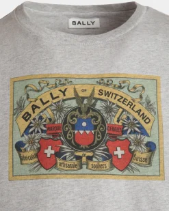 T-Shirt Aus Baumwolle In Grau Meliert Mit Bally Crest Label