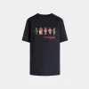 T-Shirt Aus Baumwolle In Navy Blue Mit Forest Mask-Print
