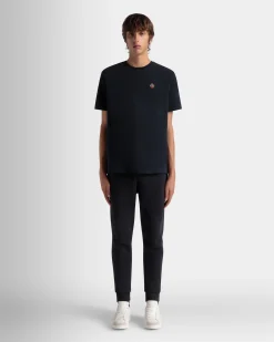 T-Shirt Aus Baumwolle In Navy Blue Mit Bally Crest Logo