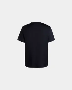 T-Shirt Aus Baumwolle In Navy Blue Mit Mountain Flower-Print