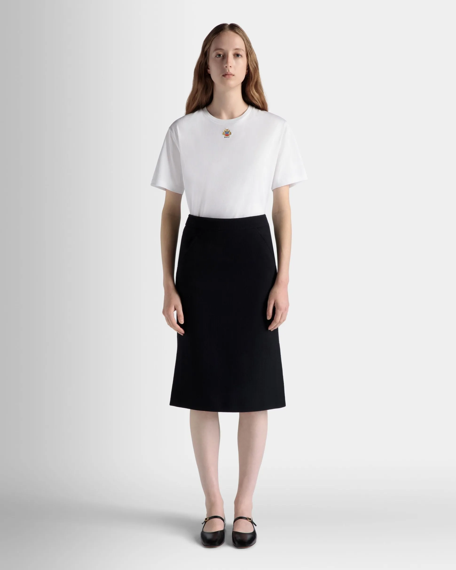 T-Shirt Aus Baumwolle In Weiß Mit Bally Crest Logo