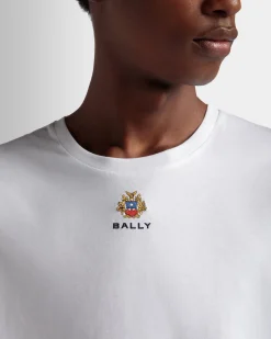 T-Shirt Aus Baumwolle In Weiß Mit Bally Crest Logo