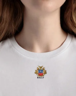 T-Shirt Aus Baumwolle In Weiß Mit Bally Crest Logo