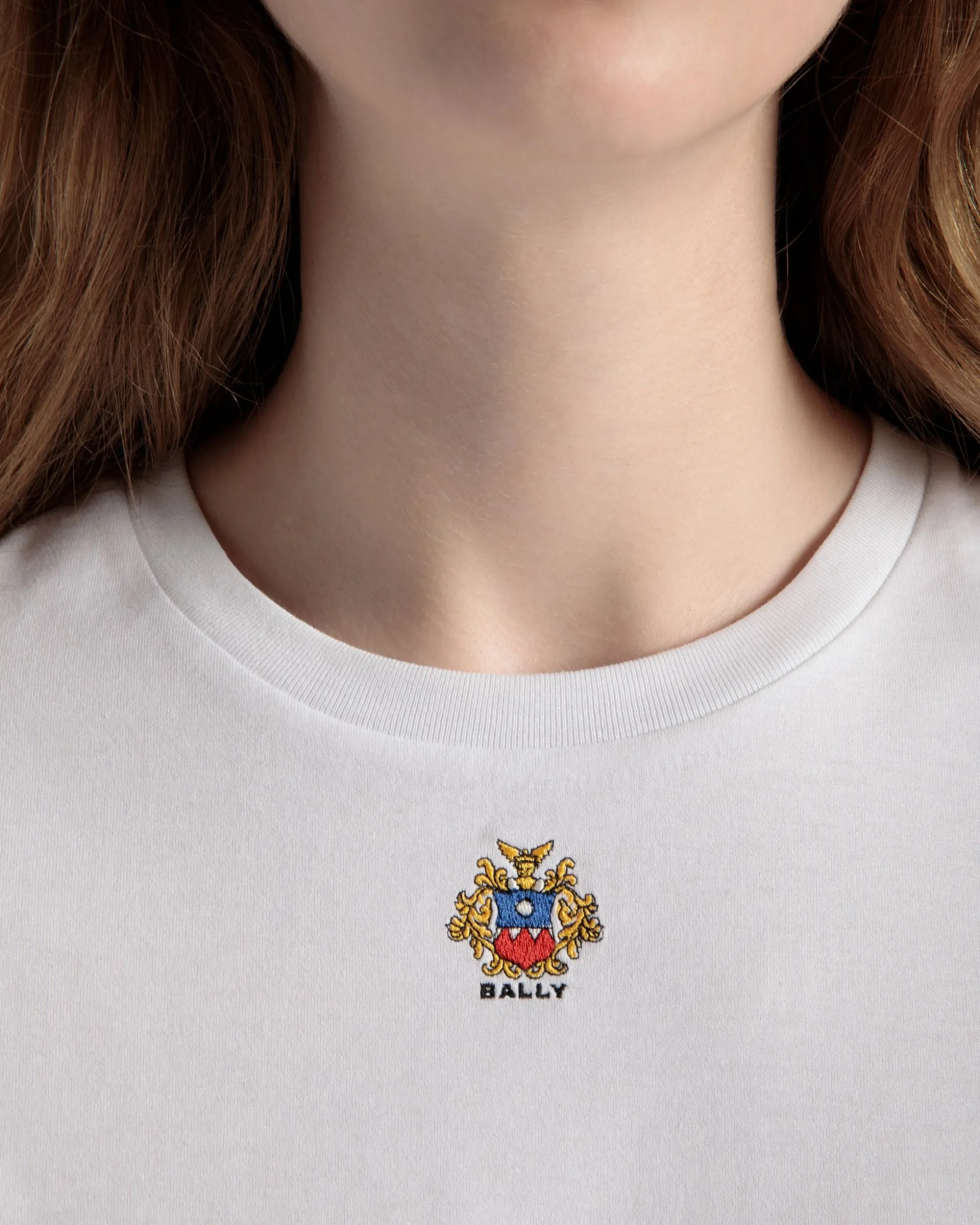 T-Shirt Aus Baumwolle In Weiß Mit Bally Crest Logo
