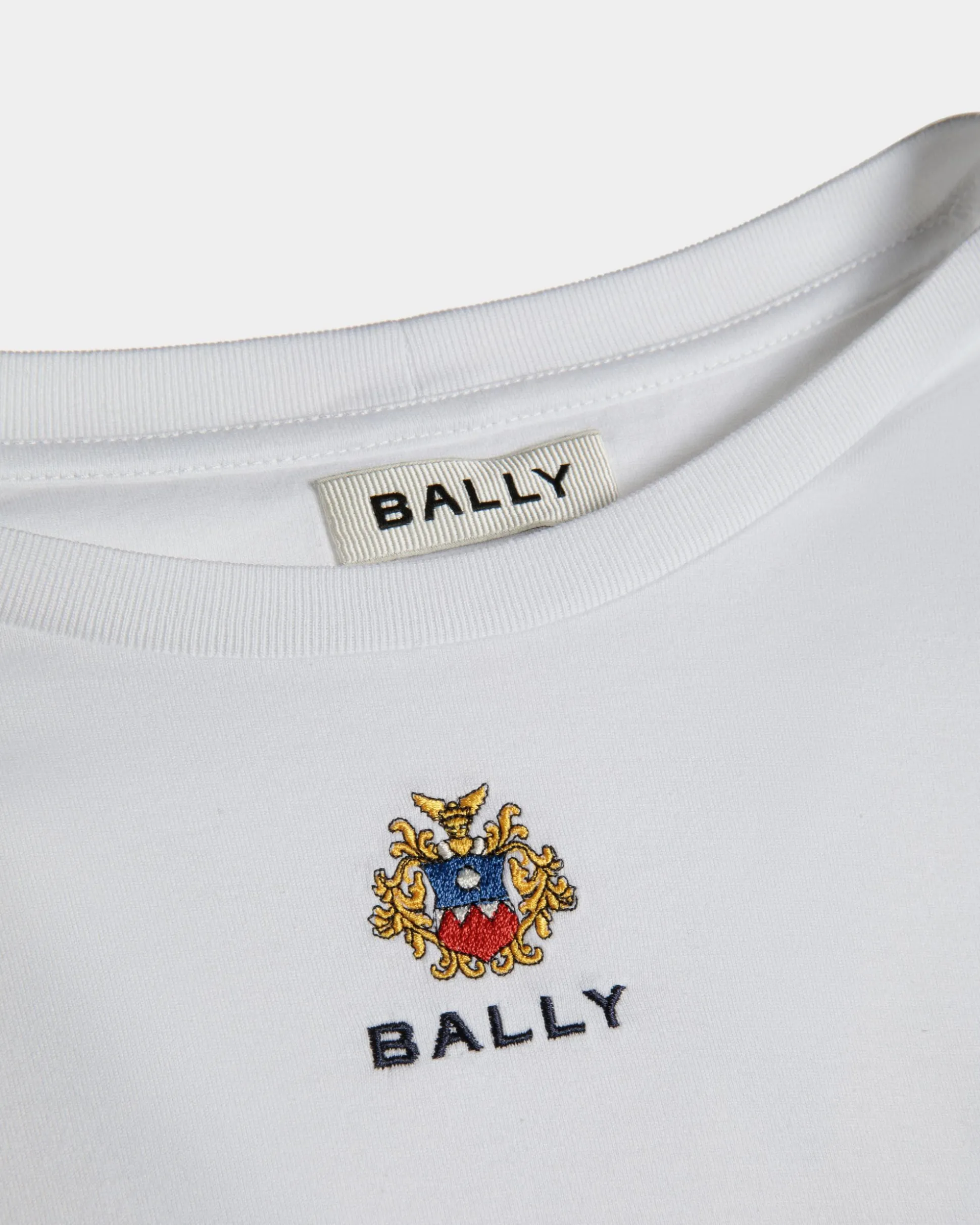 T-Shirt Aus Baumwolle In Weiß Mit Bally Crest Logo