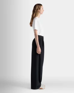 Wide Leg-Hose Für Damen Aus Wollmix In Navy Blue