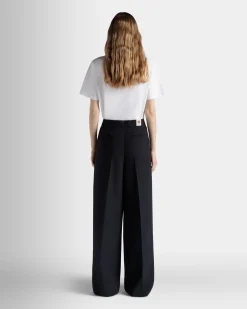Wide Leg-Hose Für Damen Aus Wollmix In Navy Blue