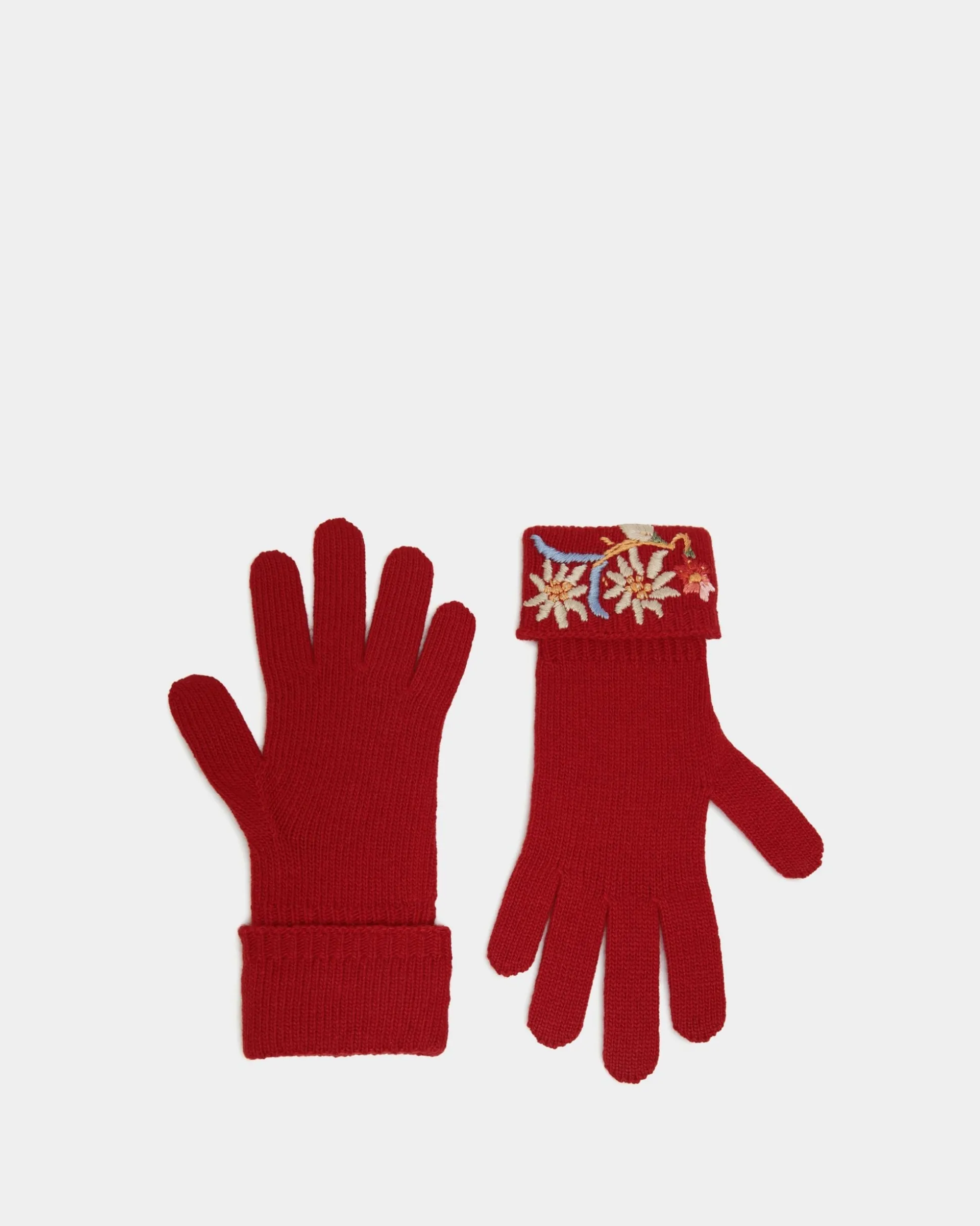 Winter Capsule Handschuhe Mit Alpenblumen Aus Wolle In Rot