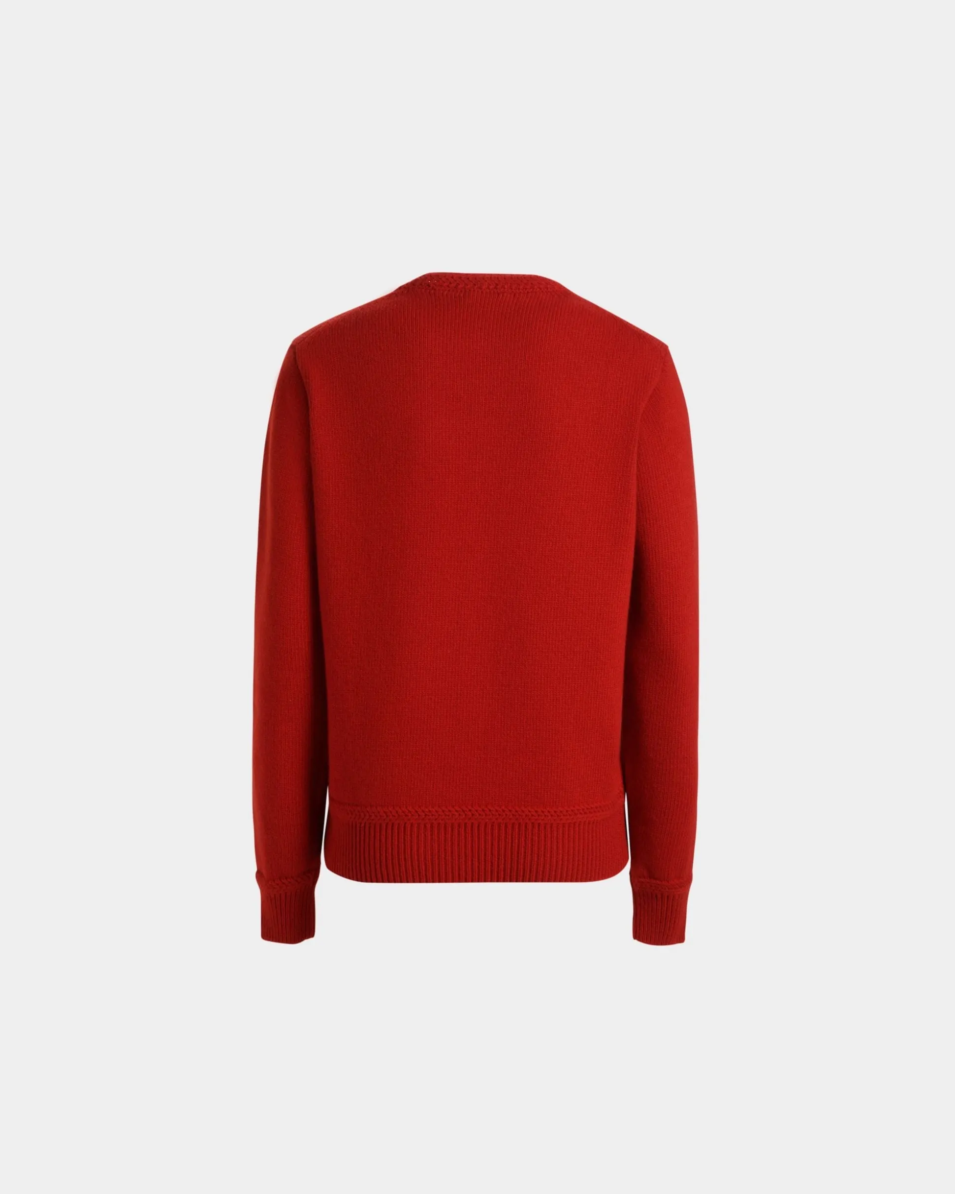 Winter Capsule Pullover Mit Rundhalsausschnitt Und Alpenblumen Aus Roter Wolle