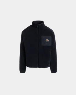 Winter Capsule Sweatshirt Mit Alpenblumen Aus Fleece In Navy Blue