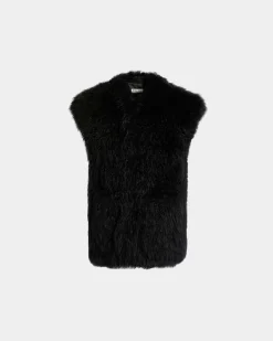 Winter Capsule Weste Aus Schwarzem Schaffell