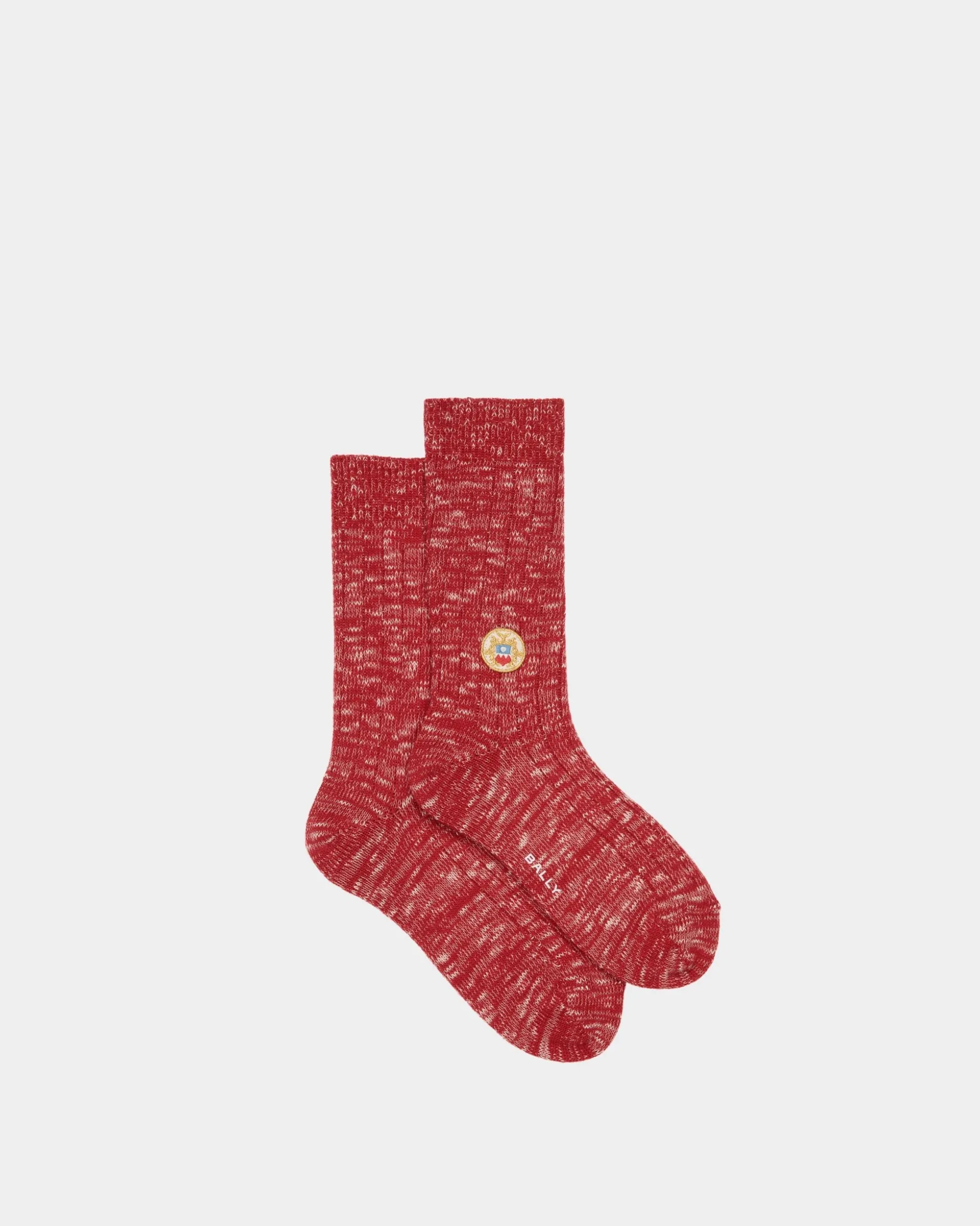 Wollsocken In Candy Red Mit Bally-Wappen-Logo