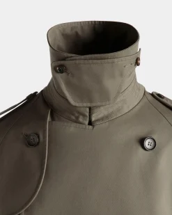 Zweireihiger Gabardine-Trenchcoat Aus Baumwollmix In Military Green