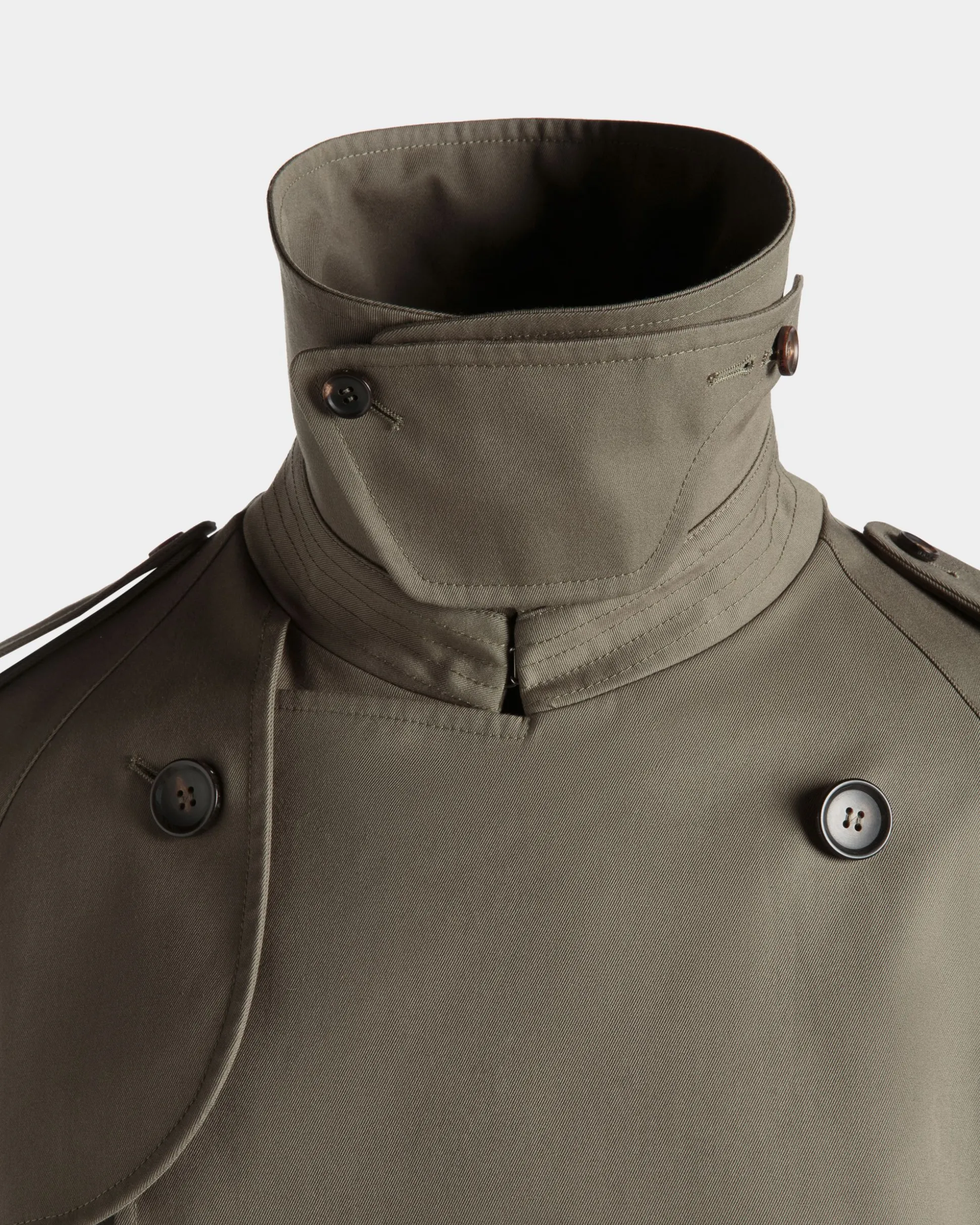 Zweireihiger Gabardine-Trenchcoat Aus Baumwollmix In Military Green